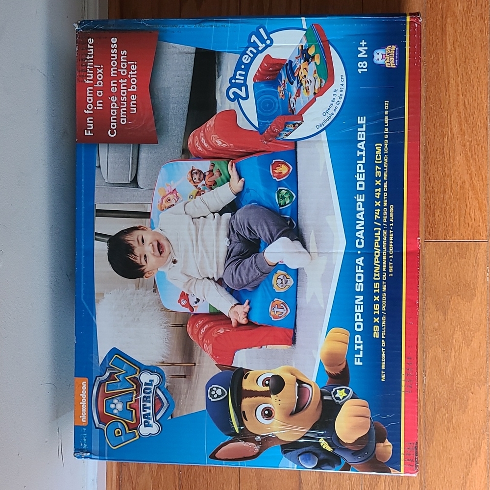 Marshmallow Furniture, Children's 2-in-1 Flip Open Foam Sofa, PAW Patrol